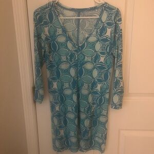 Lilly Pulitzer Turquoise and White Swirl Dress